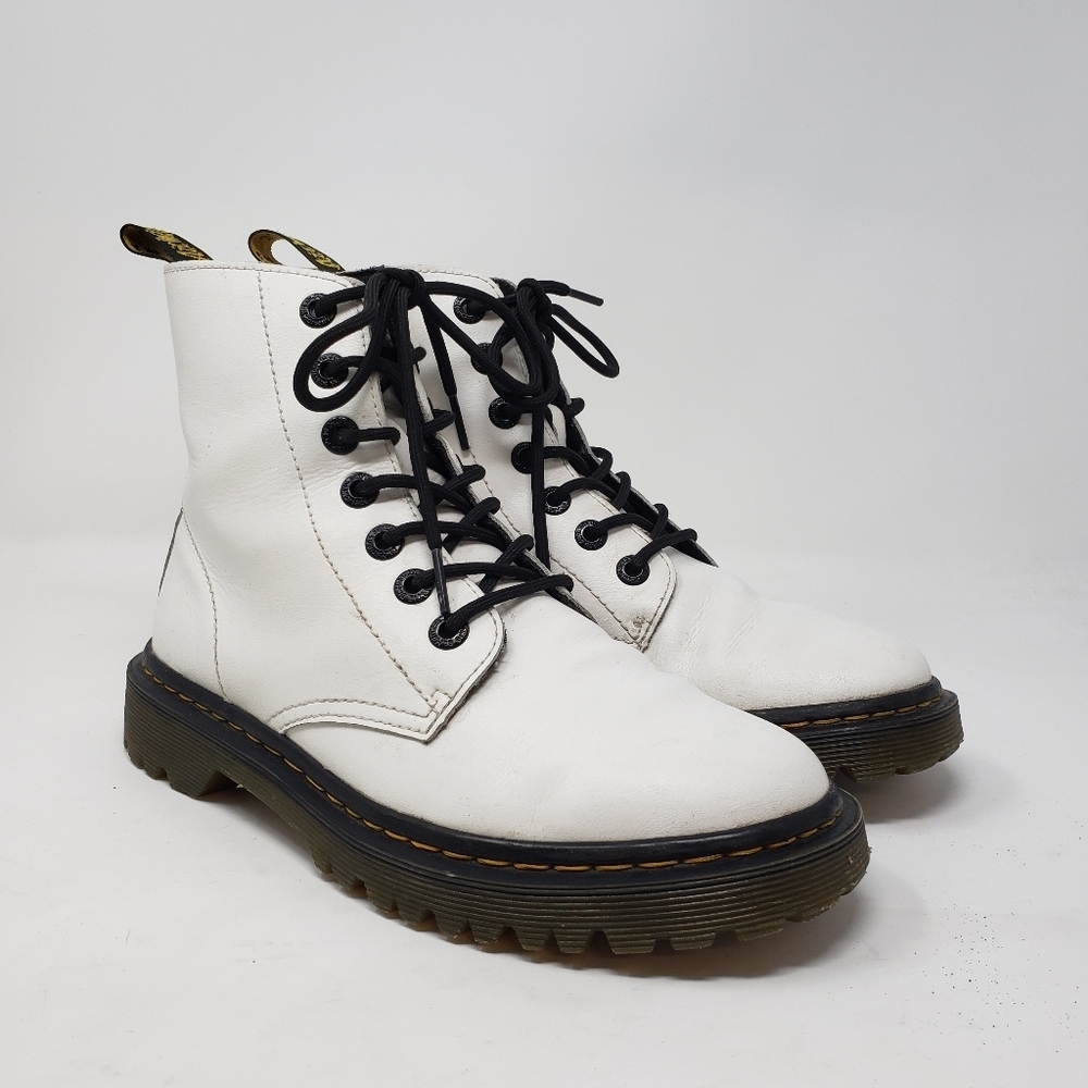 Dr Martens Luana Combat Boot Women's Size 7 White Leather Lace Up